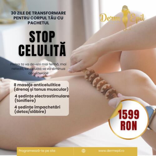 Stop Celulita ( 8 sedinte masaj anticelulitic + 4 sedinte electrostimulare + 4 sedinte impachetari )