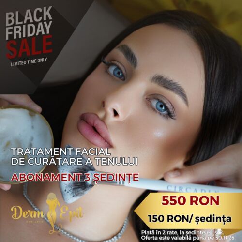 Black Friday Abonament 3 ședințe Tratament facial de curățare