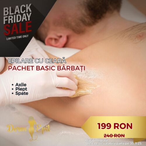 Black Friday Epilare cu ceară Pachet Basic Barbati 3 Zone