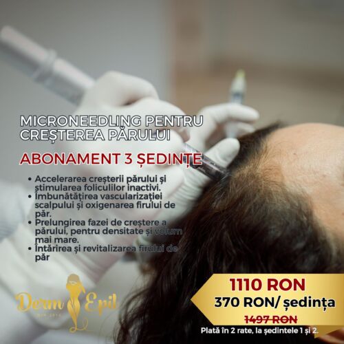 Microneedling pentru Creșterea Părului Abonament 3 Ședințe