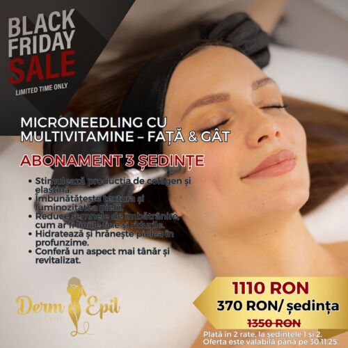 Abonament 3 Ședințe Microneedling MultiVitamine Față & Gât